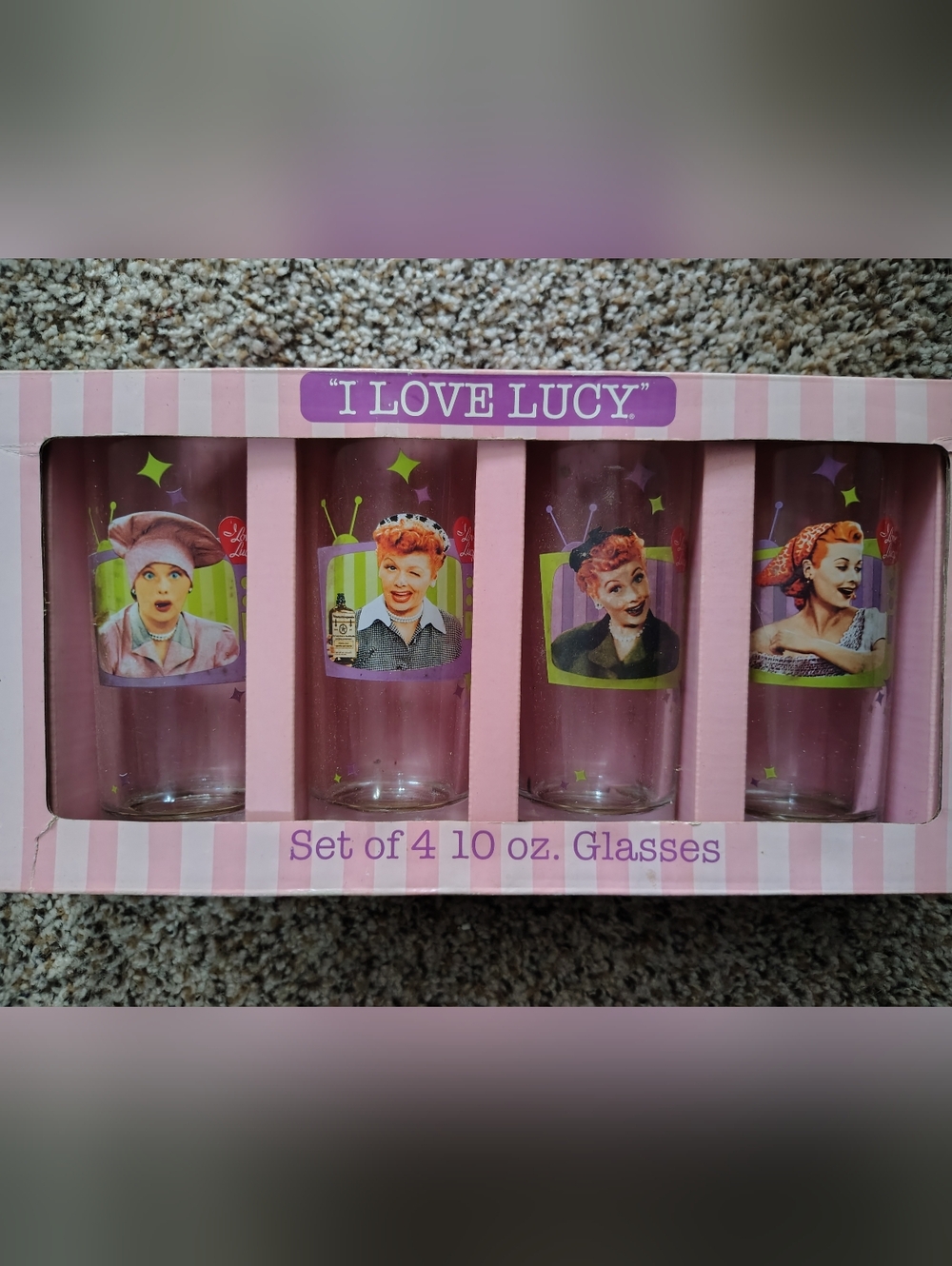 I Love Lucy Pink Retro Glasses - Set of 4